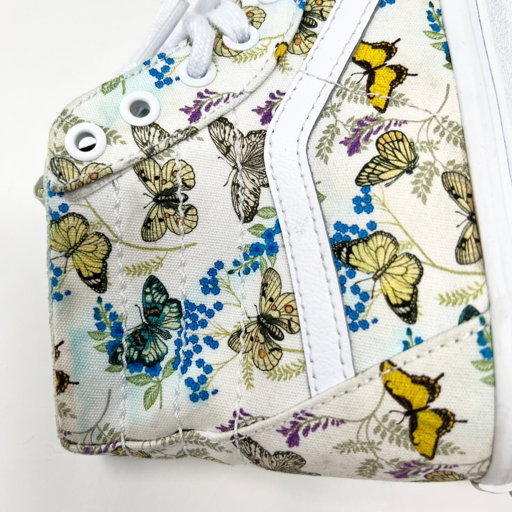 Vans Sk8-Hi Butterfly Floral White High Top Sneakers Mens Size 8 Womens 9.5 - Picture 10 of 14